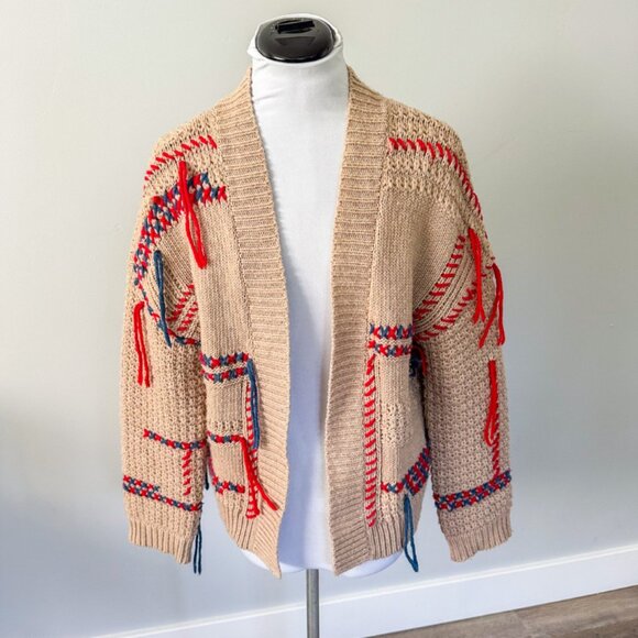 Anthropologie Beige and Red Cardigan - Picture 6 of 12